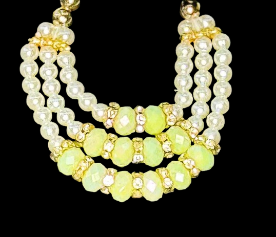 Beaded Three Layered Necklace- (ILN3) - Nehman