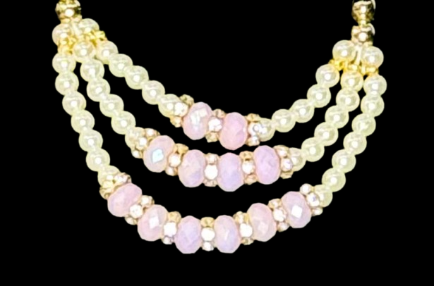 Beaded Three Layered Necklace- (ILN3) - Nehman