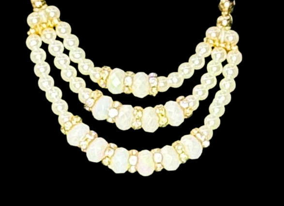 Beaded Three Layered Necklace- (ILN3) - Nehman