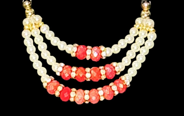 Beaded Three Layered Necklace- (ILN3) - Nehman