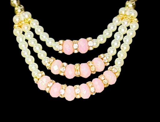 Beaded Three Layered Necklace- (ILN3) - Nehman