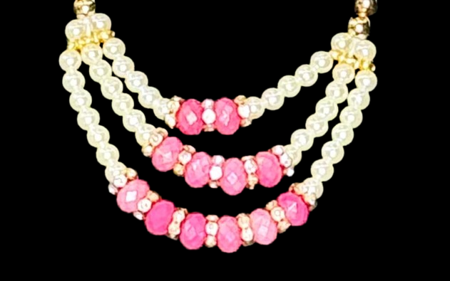 Beaded Three Layered Necklace- (ILN3) - Nehman
